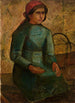Niña con vestido verde y cesta - Tadeusz Makowski — vista de la obra