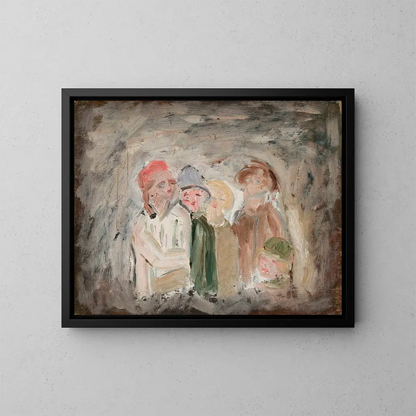 Cinco niños - Tadeusz Makowski — cuadro enmarcado en la pared