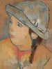 La cabeza de una niña con un sombrero azul - Tadeusz Makowski — vista de la obra