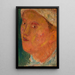 Head of Girl with Hat - Tadeusz Makowski — framed artwork on a wall
