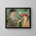 Idilio cerca de una cerca, autorretrato de niña con flores y un perro - Tadeusz Makowski — cuadro enmarcado en la pared