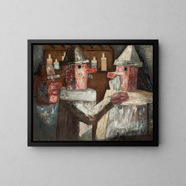 en un bar - Tadeusz Makowski — cuadro enmarcado en la pared