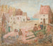 Paisaje de una pequeña ciudad con niños en un cochecito - Tadeusz Makowski — vista de la obra