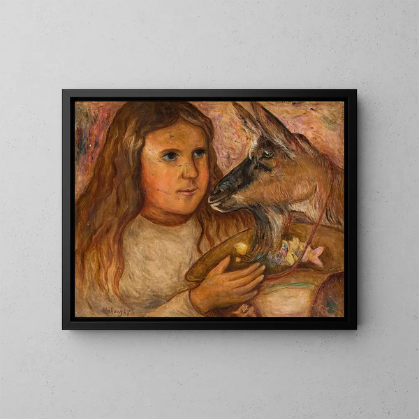 Niña con una cabra - Tadeusz Makowski — cuadro enmarcado en la pared