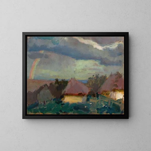 Paisaje rural con un arcoíris - Tadeusz Makowski — cuadro enmarcado en la pared