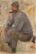 Pescador sentado con una pipa - Tadeusz Makowski — vista de la obra