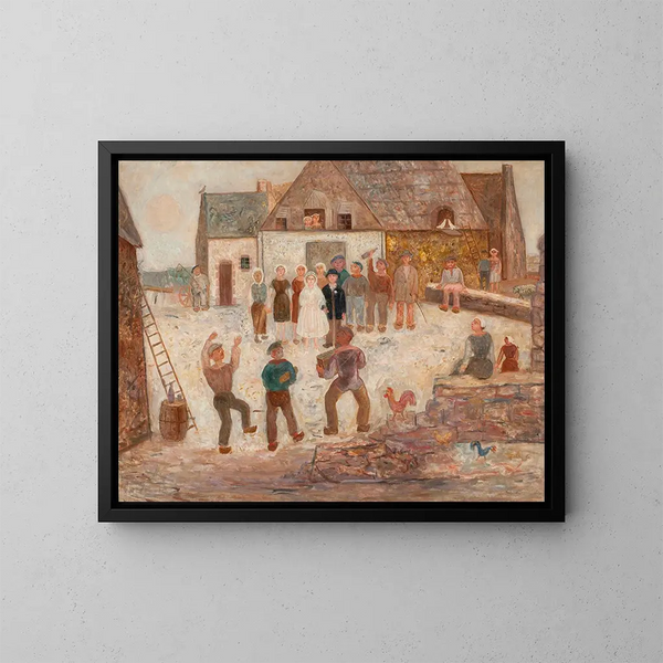 Matrimonio en un pueblo - Tadeusz Makowski — cuadro enmarcado en la pared