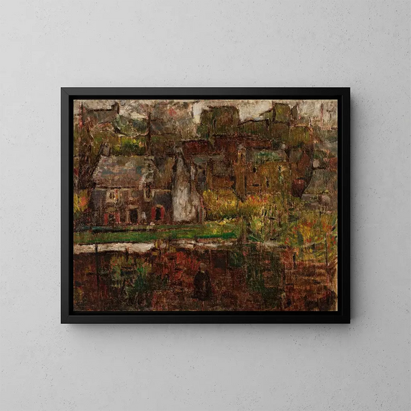 Vista de la ciudad junto al agua - Tadeusz Makowski — cuadro enmarcado en la pared