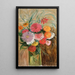 Zinnias and asters in a glass jar - Tadeusz Makowski — framed artwork on a wall