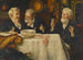 Tres hombres en la mesa - Talbot Hughes — vista de la obra