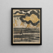 Map-poem from the Shinkokin wakashū with a pine motif on a beach - Tawaraya Sōtatsu — framed artwork on a wall