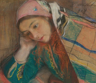 Teodor Axentowicz - Portrait of a girl in Krakow costume.webp