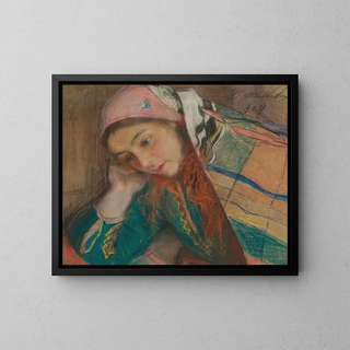 Teodor Axentowicz - Portrait of a girl in Krakow costume.webp
