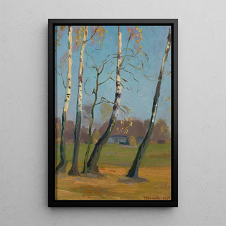Teodor Ziomek - Birch trees near a village.webp