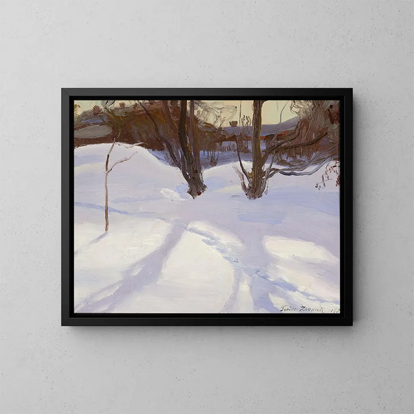 Paisaje de invierno - Teodor Ziomek — cuadro enmarcado en la pared