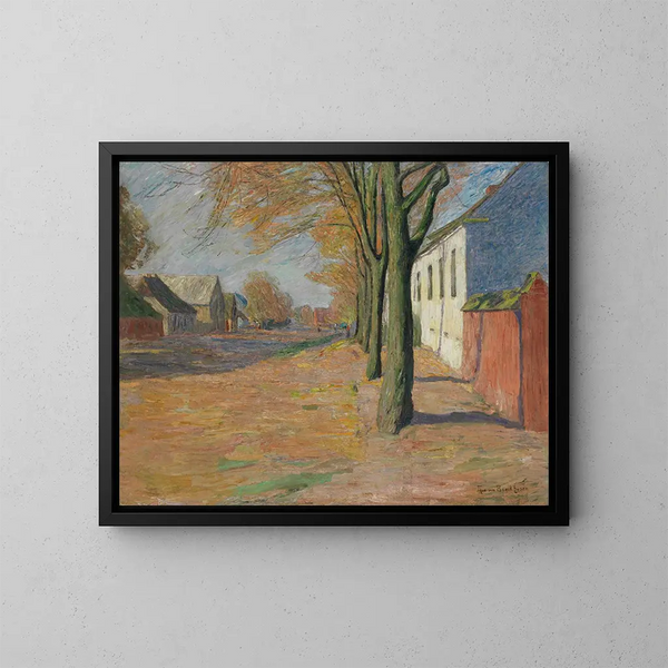 Route bordée d'arbres - Theo Von Brockhusen — framed artwork on a wall