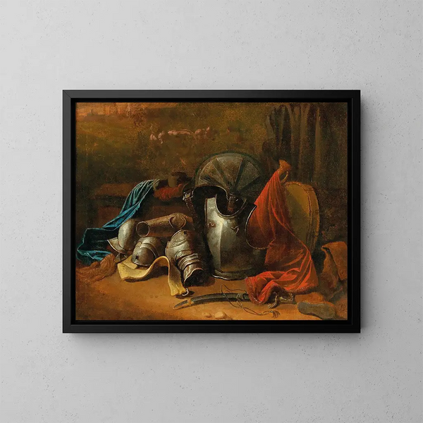 Still life with armor - Theodoor Boeyermans — framed artwork on a wall