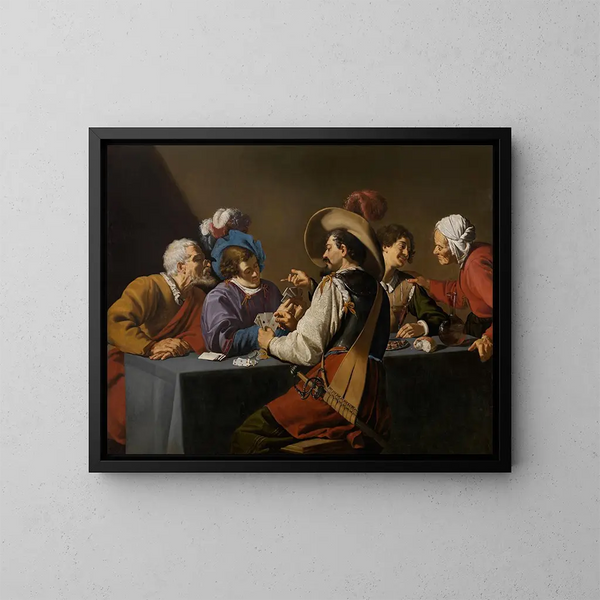 Los jugadores de cartas - Theodoor Rombouts — cuadro enmarcado en la pared