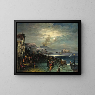 Theodor Groll - Naples a Pier at Night with a View of Vesuvius.webp