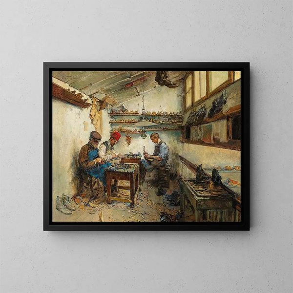 Atelier de cordonnier - Theodor Josef Ethofer — cuadro enmarcado en la pared