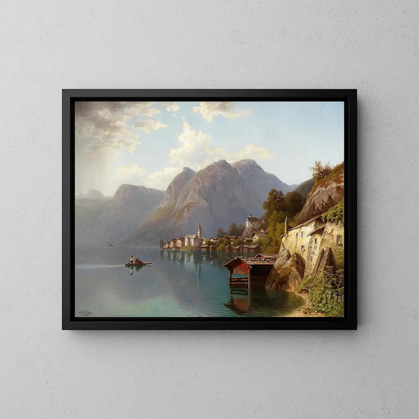 Vista de Hallstatt - Theodor Nocken — cuadro enmarcado en la pared