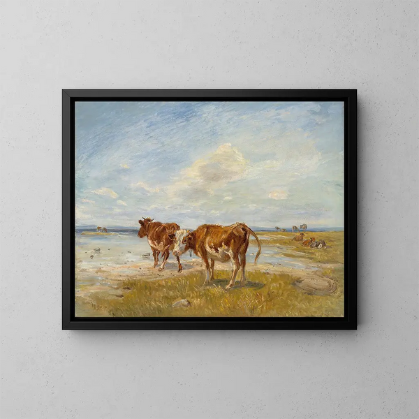 Vacas en la playa (boceto) - Theodor Philipsen — cuadro enmarcado en la pared