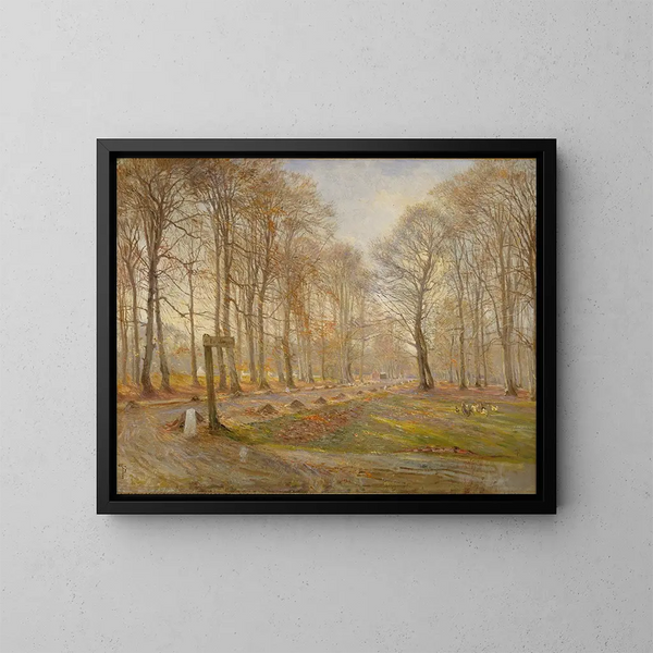 Día de otoño tardío en el parque de ciervos de Jægersborg al norte de Copenhague - Theodor Philipsen — cuadro enmarcado en la pared