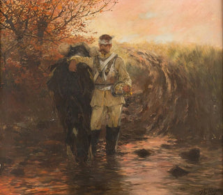 Theodor Rocholl - Injured guardcuirassier of the 1st bataillon with horse.webp