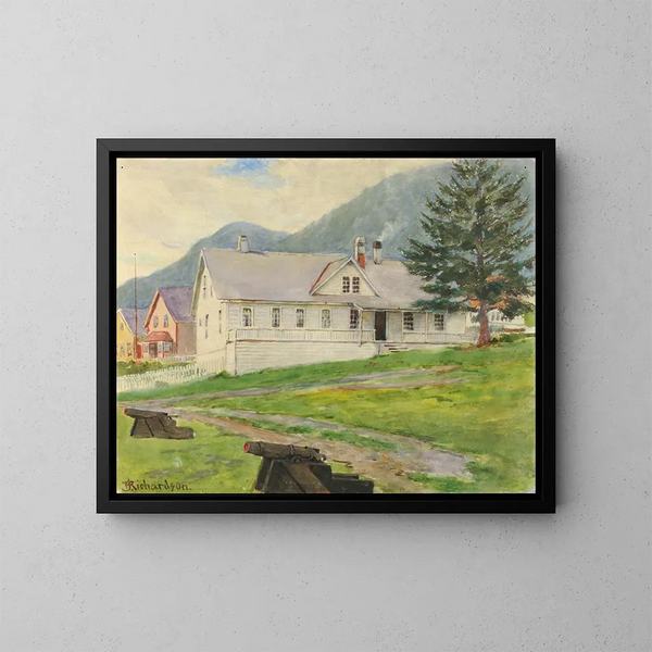 Casa de los antiguos gobernadores, Sitka, 1905 - Theodore J. Richardson — cuadro enmarcado en la pared