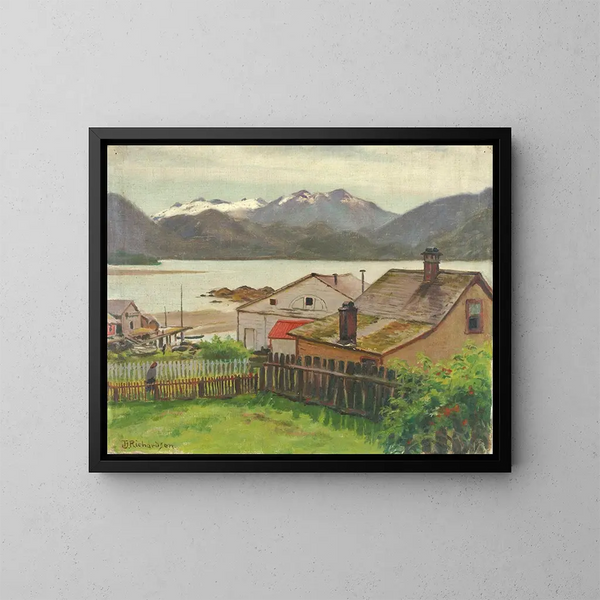 En el viejo barrio de Sitka 1900 - Theodore J. Richardson — cuadro enmarcado en la pared