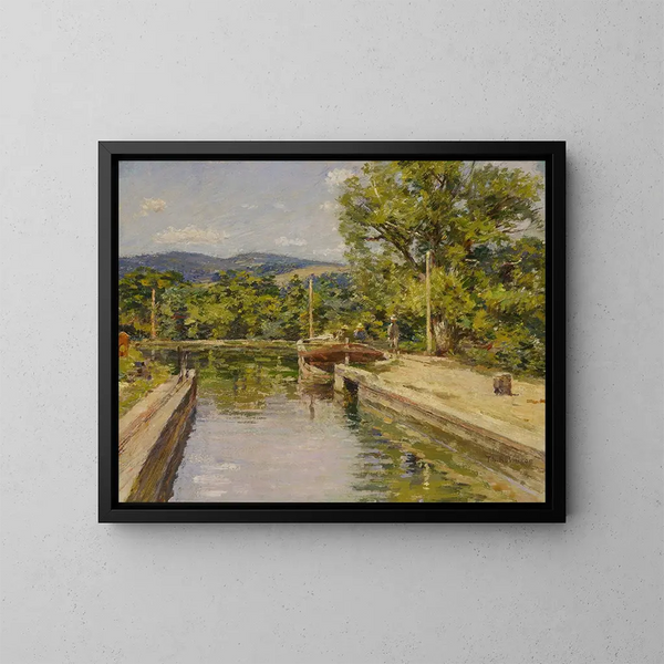 Canal Scene - Theodore Robinson — framed artwork on a wall