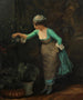 Mujer de limpieza regando flores - Theodoros Ralli — vista de la obra