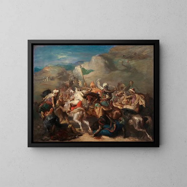 Battle of Arab Cavalry around a Standard - Théodore Chassériau — framed artwork on a wall