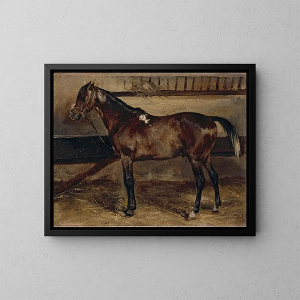 de Caballo marrón en el establo - Théodore Géricault — cuadro enmarcado en la pared