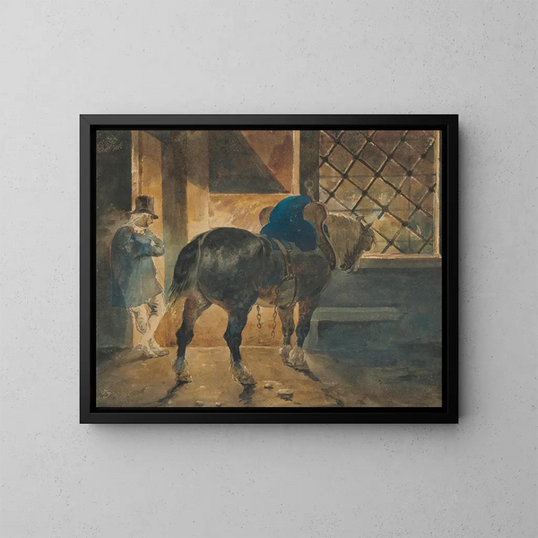 de caballo de tiro en el establo - Théodore Géricault — cuadro enmarcado en la pared