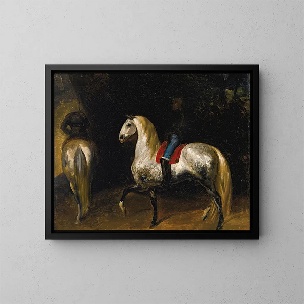 Caballos grises manchados - Théodore Géricault — cuadro enmarcado en la pared