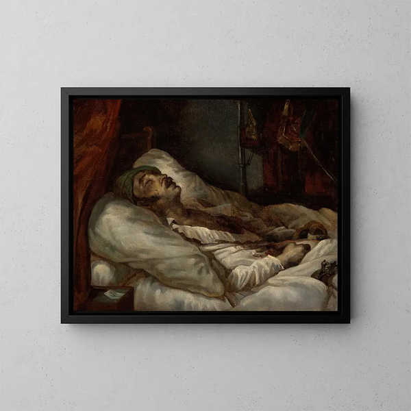 El general Letellier en su lecho de muerte - Théodore Géricault — cuadro enmarcado en la pared