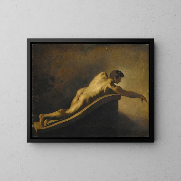Hombre acostado - Théodore Géricault — cuadro enmarcado en la pared