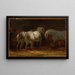Three Horses at the Stable - Théodore Géricault — framed artwork on a wall