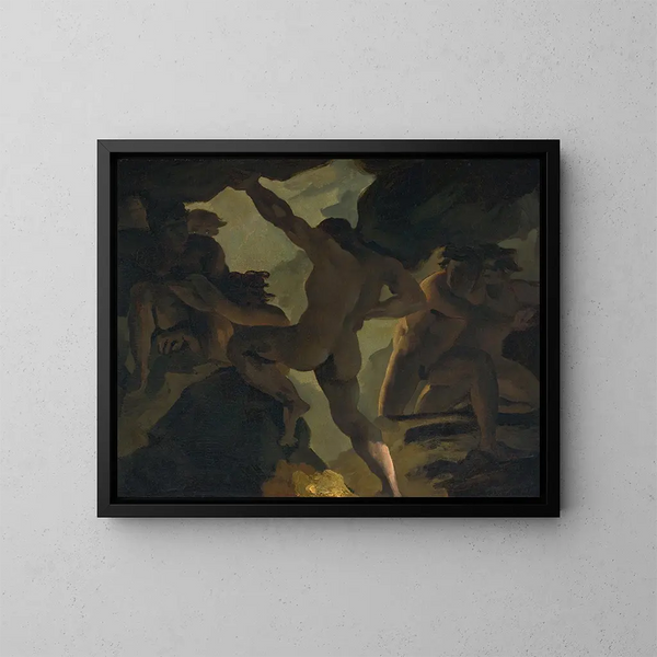 Episodio de la guerra de los Titanes - Théodore Géricault — cuadro enmarcado en la pared