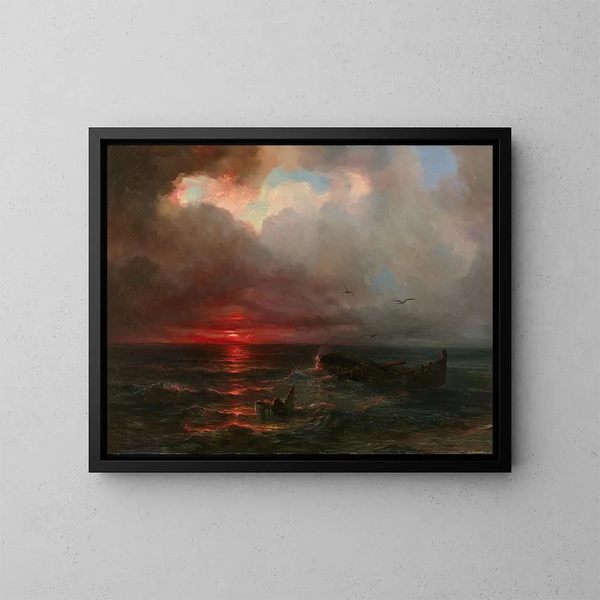 Atardecer en una costa - Théodore Gudin — cuadro enmarcado en la pared