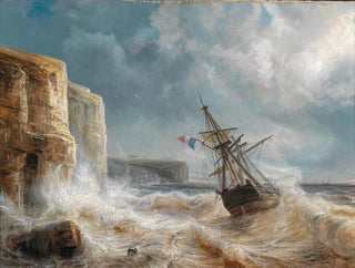 Thodore Gudin - Sormy Seas by a Chalk Coast.webp