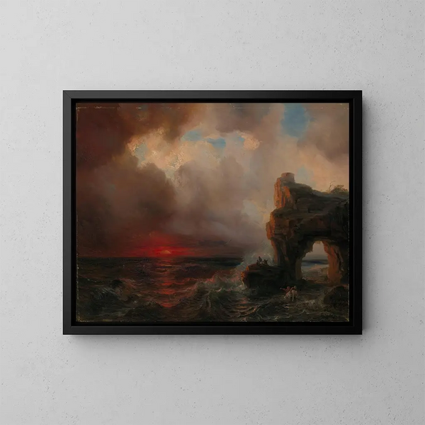 Tempestad al atardecer - Théodore Gudin — cuadro enmarcado en la pared
