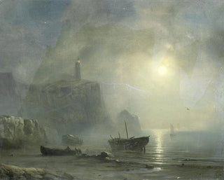 Thodore Gudin - View of a Rocky Coast by Moonlight.webp