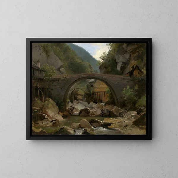 Mountain Stream Painting in Auvergne - Théodore Rousseau — framed artwork on a wall