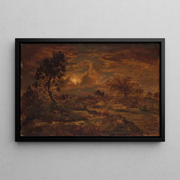 Atardecer cerca de Arbonne - Théodore Rousseau — cuadro enmarcado en la pared