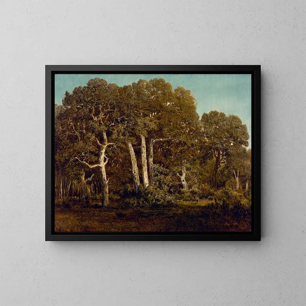Los grandes robles del antiguo BasBrau - Théodore Rousseau — cuadro enmarcado en la pared