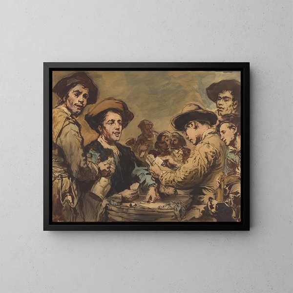 Los jugadores de cartas - Théodule Ribot — cuadro enmarcado en la pared