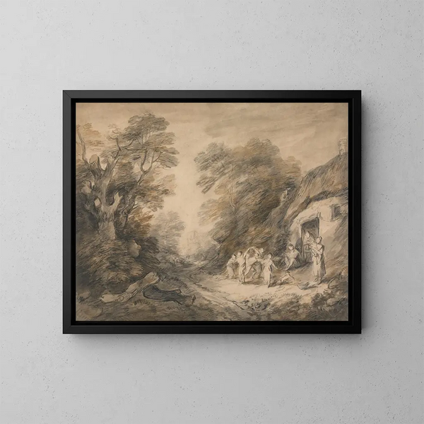 La puerta de la cabaña - Thomas Barker — cuadro enmarcado en la pared