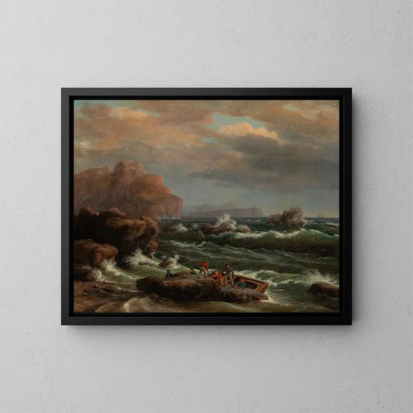 Tirant vers le rivage - Thomas Birch — cuadro enmarcado en la pared